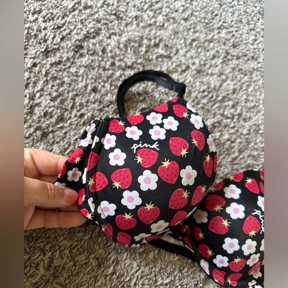 Victoria’s Secret PINK! Strawberry Wear Everywhere Front Close Push-Up Bra 34B - Picture 4 of 11